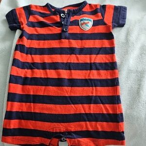 Carter's Orange and Navy Striped Button Down Shirt